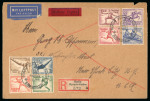 Stamp of Olympics » 1936 Berlin » Special Postmarks 1936 (Aug 1) envelope sent registered and express from the Olympic Stadium with the complete set of Olympic stamps