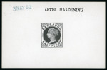 Stamp of Barbados 1882 Die Proof 1/2d black on card, dated "3 MAY 82"
