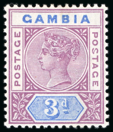 Stamp of Gambia 1898-1902 CA 1d carmine & 3d reddish purple and blue