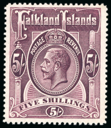 Stamp of Falkland Islands 1912-20 MCA 3s to 10s mint selection, showing two examples