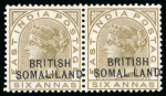 Stamp of Somaliland Protectorate 1903 6a olive-bistre, 1r green and aniline carmine,