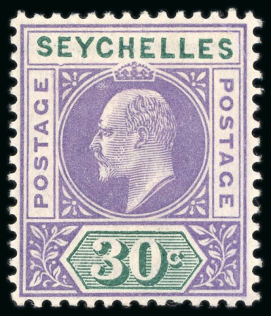 Stamp of Seychelles 1903 30c violet and dull green, mint showing double