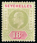 Stamp of Seychelles 1903 30c violet and dull green, mint showing double