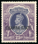 Stamp of Indian States » Chamba 1938 KGVI 3p to 25r complete mint set of 18, fresh,