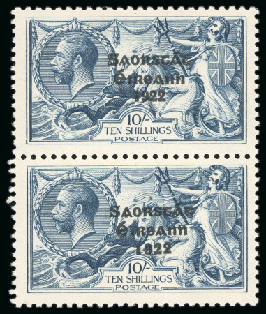 Stamp of Ireland » 1927 Composite Dates Overprints (T69-T71) 1927 2s6d to 10s complete set of three composite vertical pairs, all appear mint n.h.