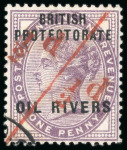 Stamp of Nigerias » Niger Coast Protectorate 1893 1/2a on 1d lilac, used, cancelled to order in