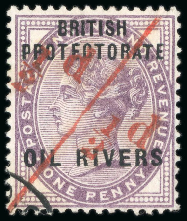Stamp of Nigerias » Niger Coast Protectorate 1893 1/2a on 1d lilac, used, cancelled to order in