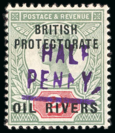 Stamp of Nigerias » Niger Coast Protectorate 1893 1/2a on 2d green and red, surcharge type 3, mint,