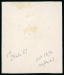 Stamp of Great Britain » Line Engraved Essays, Plate Proofs, Colour Trials and Reprints 1872 South Kensington Exhibition 1d pl.27 proof in unused imperforate block of four, printed in black