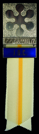 Stamp of Olympics » 1972 Sapporo 1972 Sapporo group of three participant's badges: "J.O.C.", "S.O.O.C.", and "GUEST"