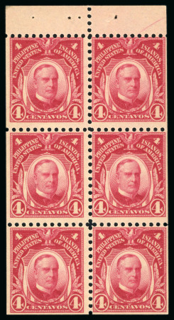 Stamp of United States » U.S. Possessions » Philippines » U.S. Administration - Regular Issues 1906, 4c carmine, booklet pane of six, mint n.h.
