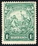 Stamp of Barbados 1938-47, "Badge of the Colony" study collection on 35 album pages