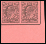 Stamp of Great Britain » King Edward VII » 1902-10 De La Rue Issues 1901 1d. Colour trial horizontal pair