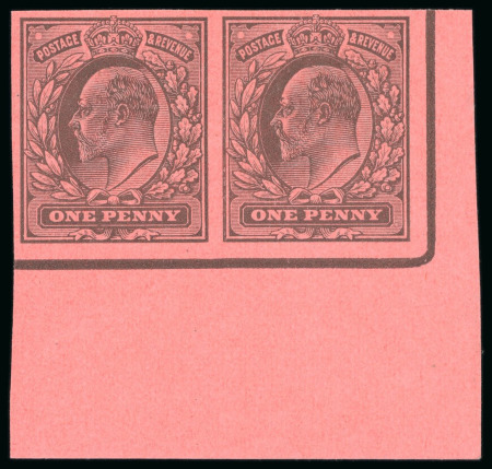 Stamp of Great Britain » King Edward VII » 1902-10 De La Rue Issues 1901 1d. Colour trial horizontal pair