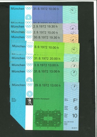 Stamp of Olympics » 1972 Munich 1972 Munich, group of 3 used tickets and 5 events programmes
