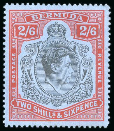Stamp of Bermuda 1938-53 2s6d black and red on grey-blue with variety broken lower right scroll, mint