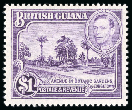 Stamp of British Guiana 1938 $1 bright violet perf. 14x13, very fresh mint