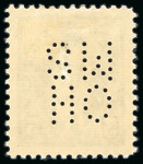 Stamp of Canada Officials: 1937-38 1c. green and 5c. blue each punctured