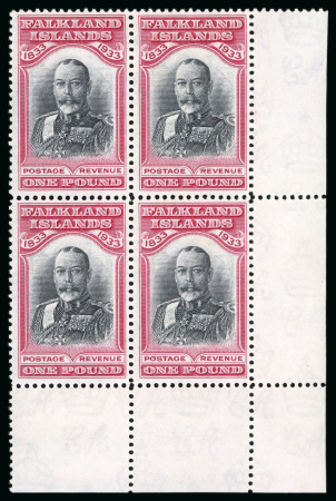 Stamp of Falkland Islands 1933 Centenary 1/2d. to £1 set in corner marginal