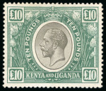 Stamp of Kenya, Uganda and Tanganyika » Kenya, Uganda and Tanganyika 1922 £10 green and black, mint with large part o.g.