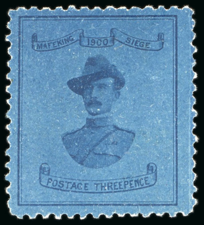 Stamp of South Africa » Mafeking 1900 "Baden Powell" 3d. deep blue on horizontally laid