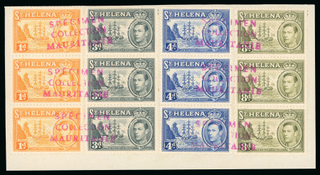 Stamp of St. Helena 1940 1d., 3d., 4d. and 8d. in vertical strips of three