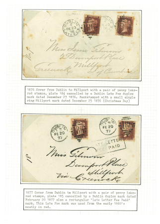 Stamp of Ireland » Pre-Stamp Postal History 1794-1879 Exhibit collection neatly mounted and written