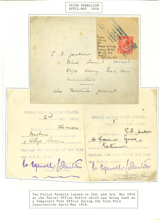 Stamp of Ireland » Political & Transitional Periods 1916 Irish Rebellion: Two police permits issued on