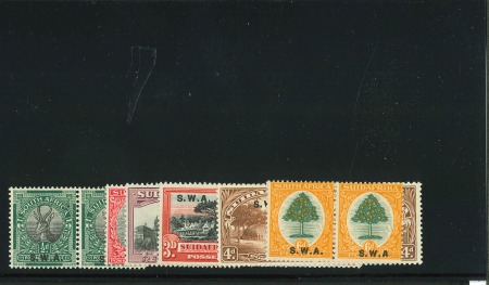Stamp of South West Africa 1927 1/2d to 6d in mint pairs (3d h.r.), each with one showing 'No stop after A' variety