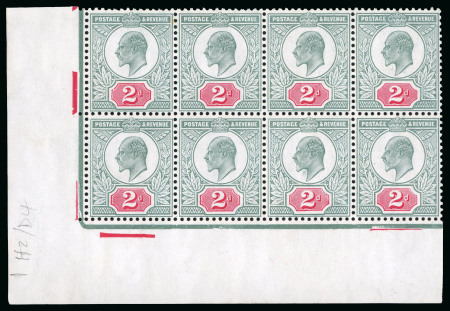 Stamp of Great Britain » King Edward VII » 1902-10 De La Rue Issues 1902-10 2d. dull blue-green and carmine, superb mint