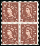 Stamp of Great Britain » Queen Elizabeth II 1958 2d. light red brown (crisp print) "Dollis Hill Phosphor Trial" very fine perforated block of four