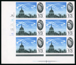 Stamp of Great Britain » Queen Elizabeth II 1966 1/3d Battle of Britain, the unique cylinder block of six imperf. imprimaturs