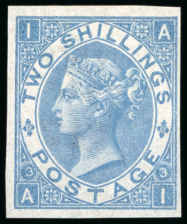 Stamp of Great Britain » 1855-1900 Surface Printed » 1867-80 Large Uncoloured Corner Letters, Wmk Spray of Rose 1868 2/- dull blue, AI, Pl.3, "Abnormal" Imprimatur,