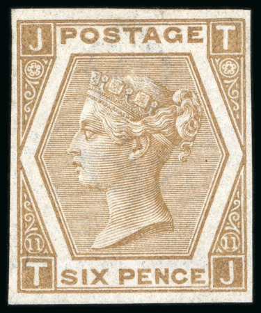 Stamp of Great Britain » 1855-1900 Surface Printed » 1867-80 Large Uncoloured Corner Letters, Wmk Spray of Rose 1872 6d. chestnut, TJ, Pl. 11, imperforate imprimatur,