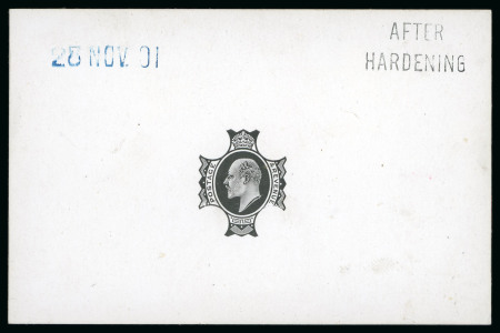 Stamp of Great Britain » King Edward VII » 1902-10 De La Rue Issues 1901 4d. Die proof (head plate) printed in black on