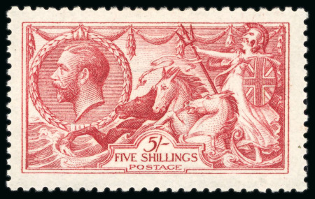 Stamp of Great Britain » King George V » 1913-19 Seahorse Issues 1915 De La Rue 5/- bright carmine, very fresh and well