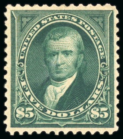 Stamp of United States 1895 $5 deep green, an exceptionally fine and fresh