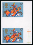 Stamp of Great Britain » Queen Elizabeth II 1974 10p Medieval Warriors imperforate imprimatur in mint n.h. right hand marginal vertical gutter pair