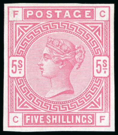 Stamp of Great Britain » 1855-1900 Surface Printed » 1883-84 & 1888 High Values 1884 5/- rose, CF, imperforate imprimatur, superb unused