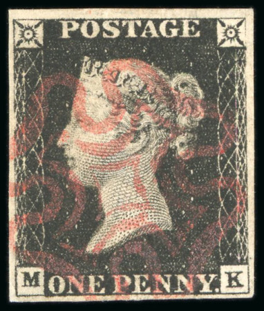 Stamp of Great Britain » 1840 1d Black and 1d Red plates 1a to 11 1840 1d. black, MK, Pl. 4, a very fine used four margin