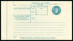 Stamp of Ireland » Postal Stationery Telegram Forms: 1947 Harp & Shamrock 1s blue, unused,