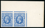 Stamp of Great Britain » King George V » 1924-36 Issues 1934 1 1/2d. Royal blue "Photogravure" pair of imperf.
