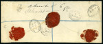 Stamp of Morocco Agencies (British Post Offices) » Spanish Currency 1914 (Jun 10) Mourning OHMS post office long envelope sent registered from Tangier to France, reverse with three wax seals of the Tangier British Post Office