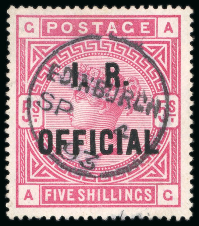 Stamp of Great Britain » Officials Inland Revenue: 1890 5/- rose, AG, I.R. Official, a