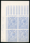 Stamp of Great Britain » King George V » 1912-24 Profile Head Issues 1913 4d. pale ultramarine plate proof block of four