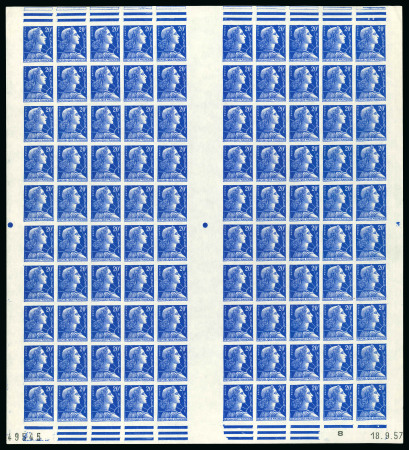 Stamp of Colonies françaises » Algérie 1957, Marianne de Muller Y&T n°349 en feuille de 100,