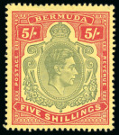 Stamp of Bermuda 1938-53 MCA 5s bronze-green and carmine-red on pale yellow, ordinary paper, mint