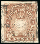 Stamp of Kenya, Uganda and Tanganyika » British East Africa 1890-95 4a yellow brown and 1r carmine, imperforate