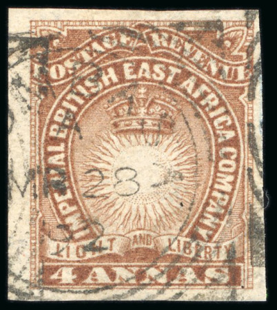 Stamp of Kenya, Uganda and Tanganyika » British East Africa 1890-95 4a yellow brown and 1r carmine, imperforate