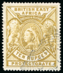 Stamp of Kenya, Uganda and Tanganyika » British East Africa 1897-1903 4a yellow brown and 1r carmine, imperforate